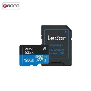 کارت حافظه‌ microSDXC لکسار مدل High-Performance کلاس 10 استاندارد UHS-I U1 سرعت 95MBps 633X همراه با آداپتور SD ظرفیت 128 گیگابایت Lexar High-Performance UHS-I U1 Class 10 95MBps 633X microSDXC With Adapter - 128GB