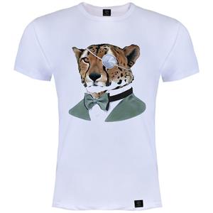 تیشرت آستین کوتاه مردانه 27 مدل Mr. Leopard کد V79 رنگ سفید 