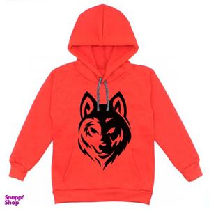 هودی پسرانه مدل گرگ A38 رنگ قرمز