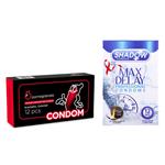 کاندوم شادو مدل Max Delay بسته 12 عددی به همراه کاندوم کاندوم مدل Pomegranate بسته 12 عددی