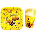 پیش دستی و لیوان یکبار مصرف مستر تم مدل طرح زنبور پلاس بسته 20 عددی