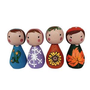 عروسک چوبی مدل پری فصل ها کد PF02 مجموعه 4 عددی