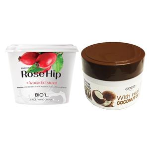 کرم مرطوب کننده بیول مدل Rose Hip حجم 250 میلی لیتر به همراه کرم مرطوب کننده کوکولا پاریس مدل نارگیل حجم ۲۵۰ میلی لیتر