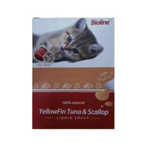 اسنک مایع گربه بیولاین مدل yellowfin  scallop وزن 15 گرم بسته 24 عددی 