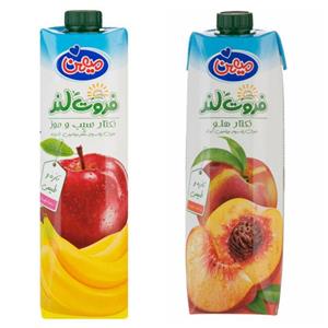 نکتار سیب موز و هلو میهن - 1 لیتر بسته 2 عددی