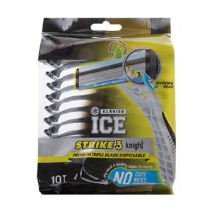 خود تراش آیس مدل Strike 3 Knight بسته 10 عددی\t Ice Strike 3 Knight Blade Pack of 10