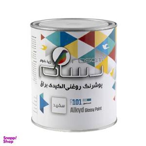 پوشرنگ روغنی براق سفید رسام مدل R101 وزن 1100 گرم