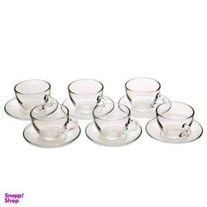 فنجان و نعلبکی بلور کاوه مدل مرجان کد 0004259 بسته 12 عددی