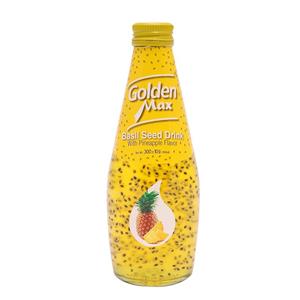 نوشیدنی تخم شربتی طعم آناناس بدون گاز) گلدن مکس 300 میلی لیتر golden max basil seed drink with pineapple flavor 300ml 