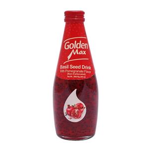 نوشیدنی تخم شربتی طعم انار (بدون گاز) گلدن مکس 300 میلی لیتر golden max basil seed drink with pomegranate flavor 300ml 