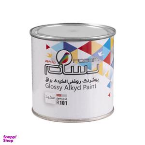 پوشرنگ روغنی آلکیدی سفید براق رسام کد R101 وزن 230 گرم