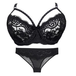 ست شورت و سوتین زنانه بی یو تی مدل هارنس دار نگینی رنگ مشکی