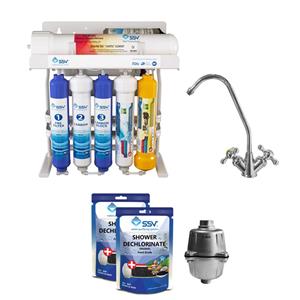 دستگاه تصفیه آب اس اس وی مدل  PureLine 2W X800 به همراه شیر دوکاره و فیلتر فلزی دوش و شارژ یدک