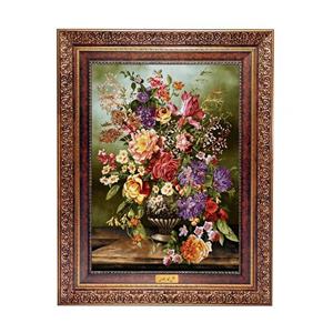 تابلو فرش ماشینی نقش نگار رضوی طرح گل کد 452KD
