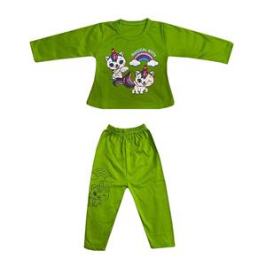 ست تی شرت و شلوار دخترانه مدل کیتیا رنگ سبز