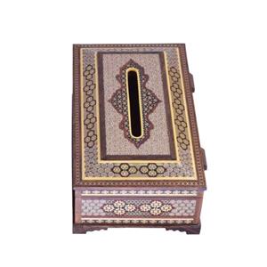 جعبه دستمال کاغذی خاتم کاری مدل سلطنتی کد 01