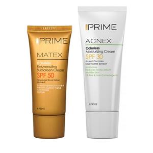 کرم ضد آفتاب پریم مدل Matex حجم 40 میلی‌لیتر به همراه کرم ضد آفتاب پریم مدل 30 حجم 50 میلی لیتر