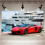 پوستر طرح کشتی تفریحی و ماشین مدل Lamborghini Aventador کد AR6140