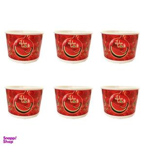 پیاله یکبار مصرف مدل ظرف انار خوری طرح یلدا مبارک بسته 6 عددی
