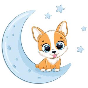استیکر چوبی کودک جیک جیک مدل ماه و روباه کد T39