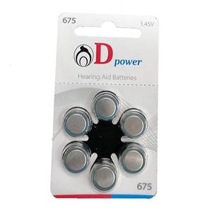 باتری سمعک دی پاور آبی کد  dpower 675