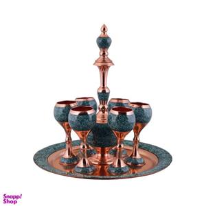 سرویس شربت خوری 8 پارچه فیروزه کوبی آقاجانی کد F016 -