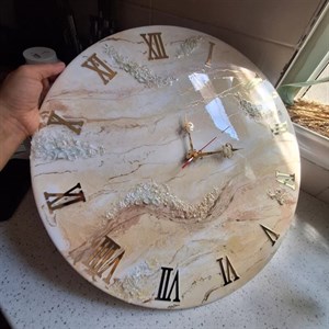 ساعت دیواری رزینی طرح مرمر