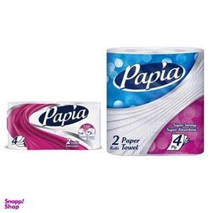 دستمال کاغذی حوله ای و دستمال توالت پاپیا مدل T2_H2 مجموعه 4 عددی