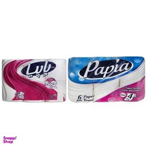 دستمال کاغذی حوله ای و دستمال توالت پاپیا مدل T12_H6 مجموعه 18 عددی
