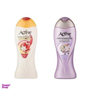 شامپو مو اکتیو مدل انار حجم 400 میلی لیتر  به همراه نرم کننده مو اکتیو مدل 01  حجم 400 میلی لیتر