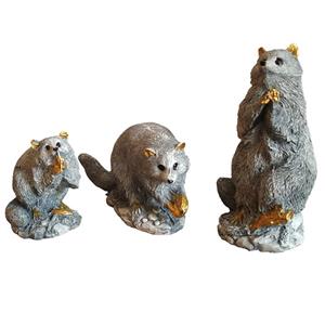 مجسمه لیلپار طرح راکون مدل DKA-6072 مجموعه سه عددی