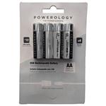 Powerology USB Rechargeable batteries PRUBAA 4 on pack
