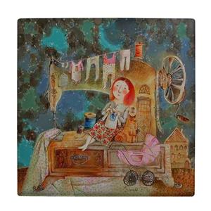 کاشی طرح بانو و چرخ خیاطی کد wk1168