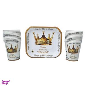 پیش دستی و لیوان یکبار مصرف مدل تاج بسته 40 عددی