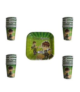 لیوان و بشقاب یکبار مصرف مدل بن تن مجموعه 40 عددی