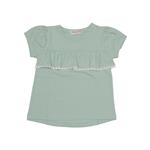 تی شرت آستین کوتاه دخترانه تن کات طرح چین دار مدل 20366 رنگ سبز