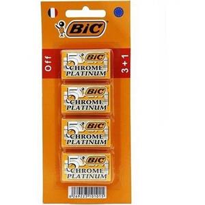 تیغ یدک سنتی بیک مدل Platinum Chromium Double Edge مجموعه 4 عددی