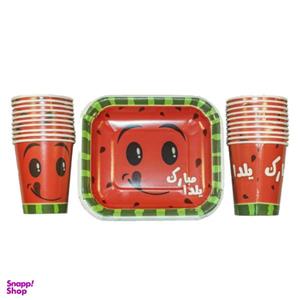 پیش دستی و لیوان یکبار مصرف طرح یلدا مجموعه 40 عددی