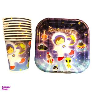 پیش دستی و لیوان یکبار مصرف مستر تم مدل فضانورد پلاس بسته 20 عددی