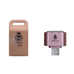 فلش مموری کوئین تک مدل UNIQUE PLUS ظرفیت 32 گیگابایت به همراه مبدل OTG