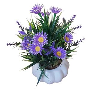 گلدان به همراه گل مصنوعی مدل همیشه بهار کد 53