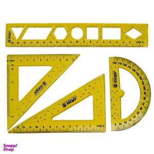 ست خط کش و گونیا آریا مدل 8038 مجموعه 4 عددی
