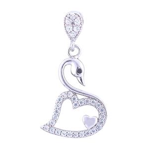 آویز گردنبند نقره زنانه طرح قلب و قو مدل AVN_M050