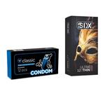 کاندوم سیکس مدل Ultra Thin بسته 12 عددی به همراه کاندوم کاندوم مدل Classic بسته 12 عددی
