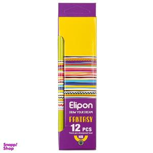 مداد مشکی الیپون مدل فانتزی گرد کد 8101512 بسته 12 عددی