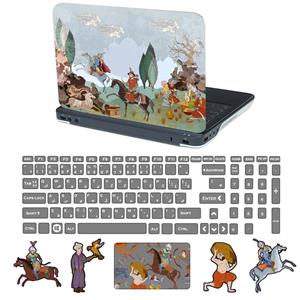 استیکر لپ تاپ تُکتم مدل مینیاتور کد 3078 مناسب برای 15.6 اینچ به همراه برچسب حروف فارسی 