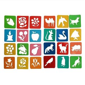 شابلون حیوانات و گل و میوه مدل 6333392 مجموعه 18 عددی