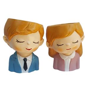 گلدان لیلپار طرح عروس و داماد مدل OMD-0005 مجموعه دو عددی