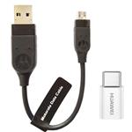 کابل تبدیل USB به MicroUSB موتورولا مدل SKN6434A طول 0.17 متر به همراه مبدل MicroUSB به USB-C هوآوی