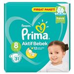 پوشک کودک پریما مدل Aktif bebek سایز 8 بسته 31 عددی